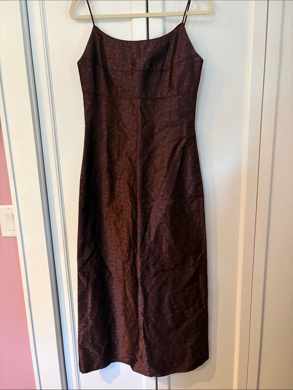 SOLE Bergdorf Goodman Burgundy Silk Brocade Cocktail Dress